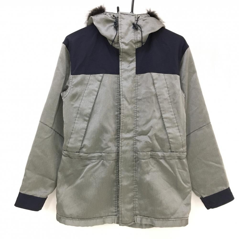 トミーヒルフィガー フード付ジャケット グレー×ネイビー ファー  メンズ XS/XP ゴルフウェア Tommy Hilfiger Golf