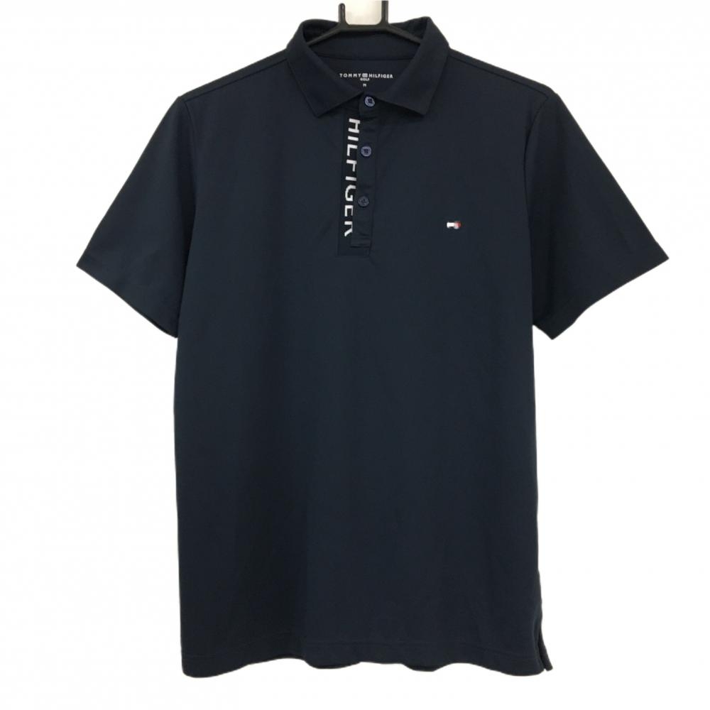 【超美品】トミーヒルフィガーゴルフ 半袖ポロシャツ ネイビー 前立てロゴ  メンズ M ゴルフウェア Tommy Hilfiger Golf