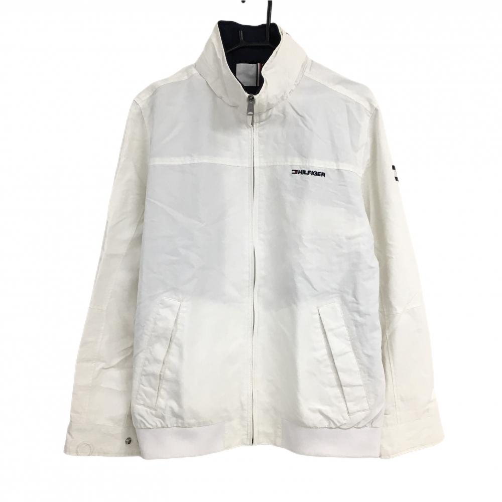 トミーヒルフィガー ジャケットブルゾン 白 裏地メッシュ フード収納可  メンズ L/G ゴルフウェア Tommy Hilfiger Golf