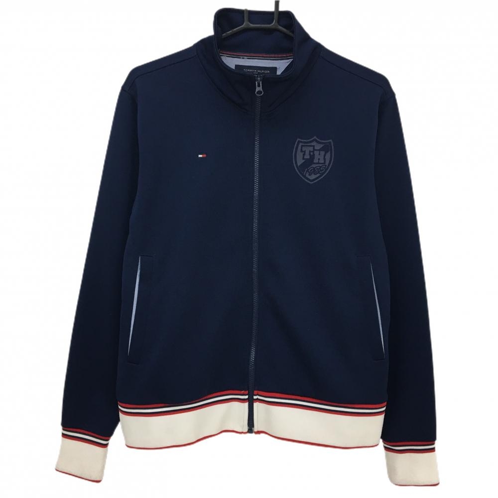 トミーヒルフィガーゴルフ ジャケットブルゾン ネイビー×白 背面ロゴ  メンズ M ゴルフウェア Tommy Hilfiger Golf