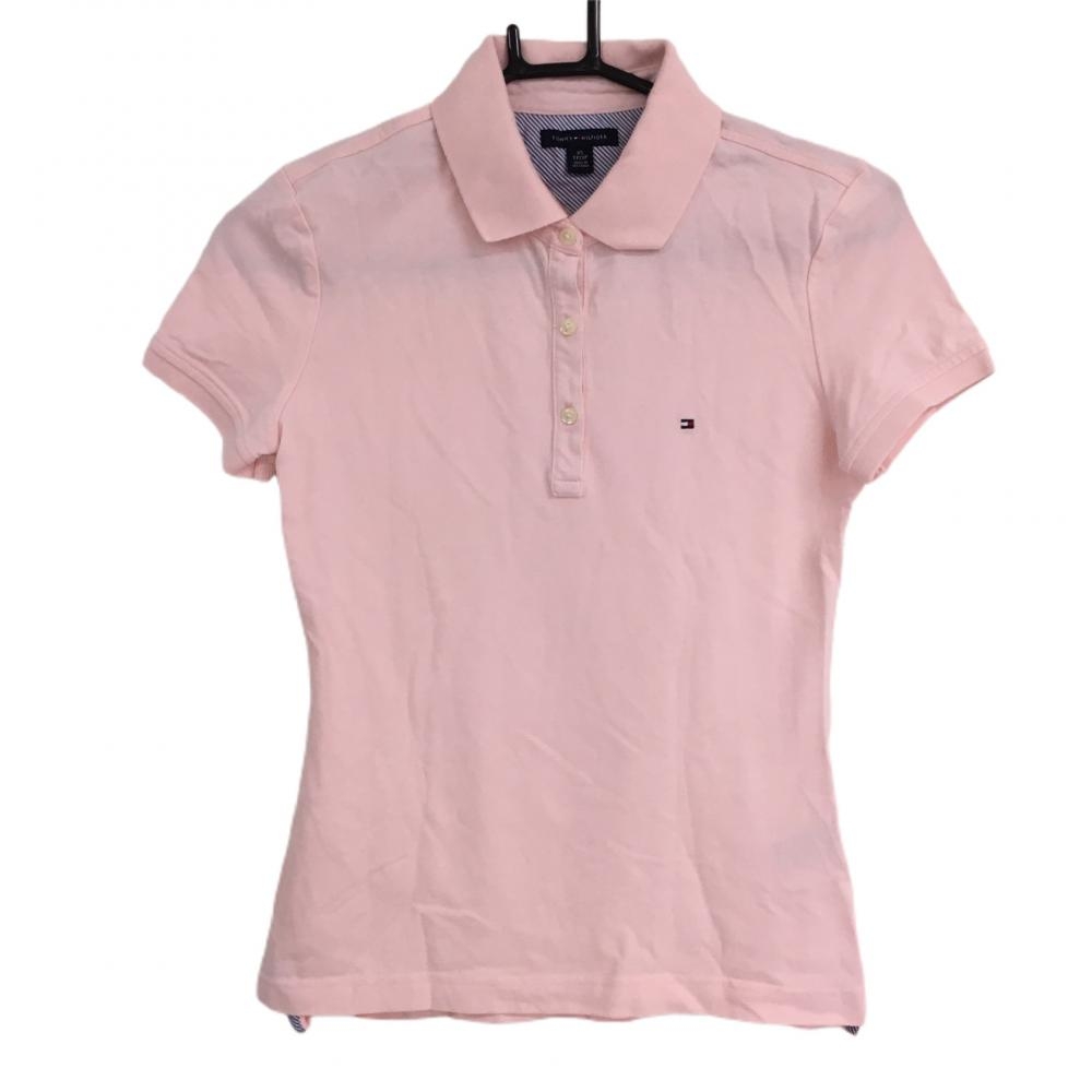 トミーヒルフィガー 半袖ポロシャツ ピンク シンプル ロゴ刺しゅう レディース XS ゴルフウェア Tommy Hilfiger Golf