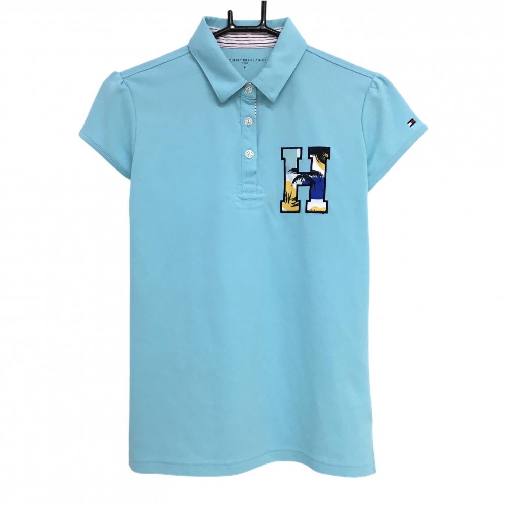 トミーヒルフィガー 半袖ポロシャツ ライトブルー レディース M ゴルフウェア Tommy Hilfiger Golf