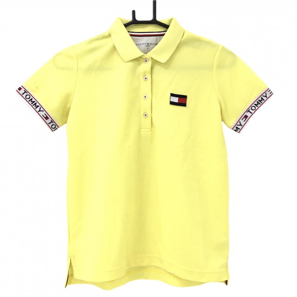 トミーヒルフィガーゴルフ 半袖ポロシャツ イエロー 袖口ロゴ  レディース S ゴルフウェア Tommy Hilfiger Golf
