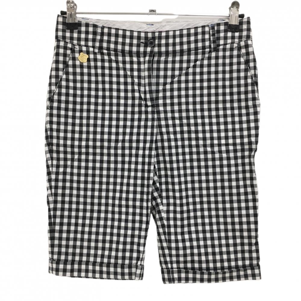 【美品】トミーヒルフィガー ハーフパンツ 白×黒 チェック柄 ゴールドタグ レディース 2(S) ゴルフウェア Tommy Hilfiger Golf