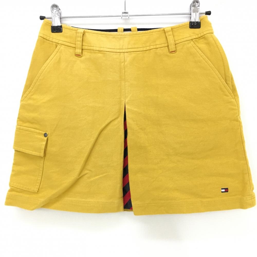 トミーヒルフィガー スカート イエロー×ネイビー 一部柄 ロゴ刺しゅう  レディース M ゴルフウェア Tommy Hilfiger Golf