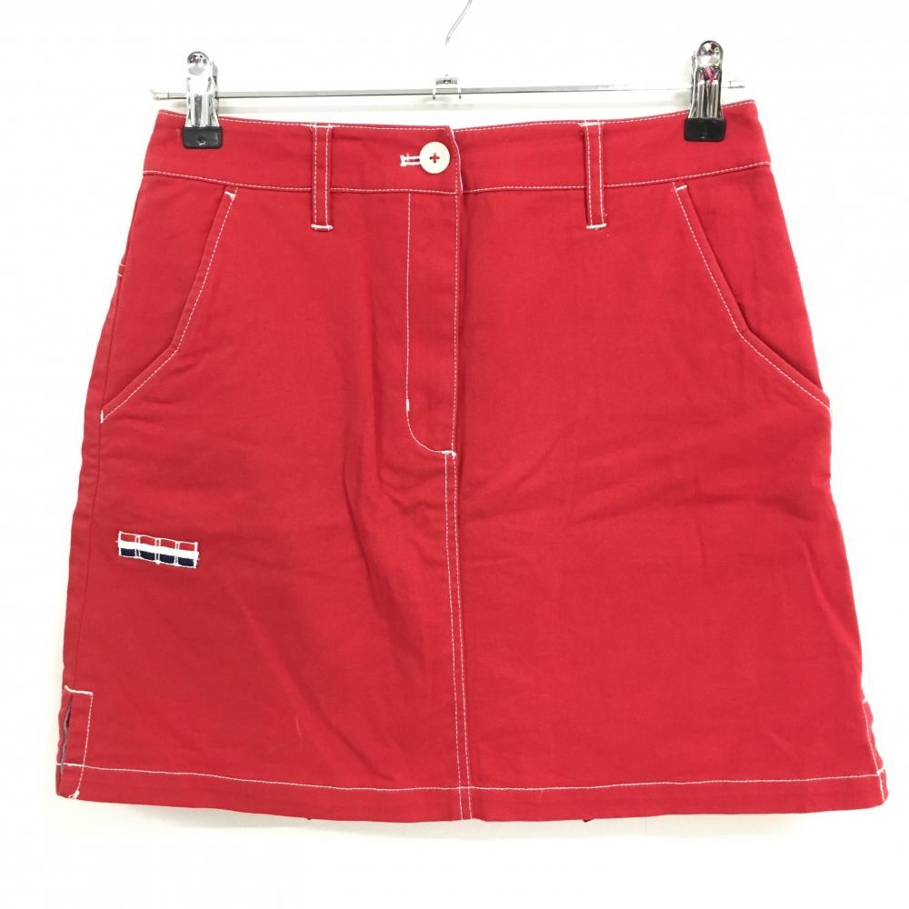 トミーヒルフィガー スカート レッド×白 ティー装着可 内側インナーパンツ レディース M ゴルフウェア Tommy Hilfiger Golf