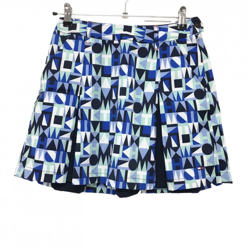 【超美品】トミーヒルフィガーゴルフ スカート ミントグリーン×ブルー 総柄  レディース S ゴルフウェア Tommy Hilfiger Golf