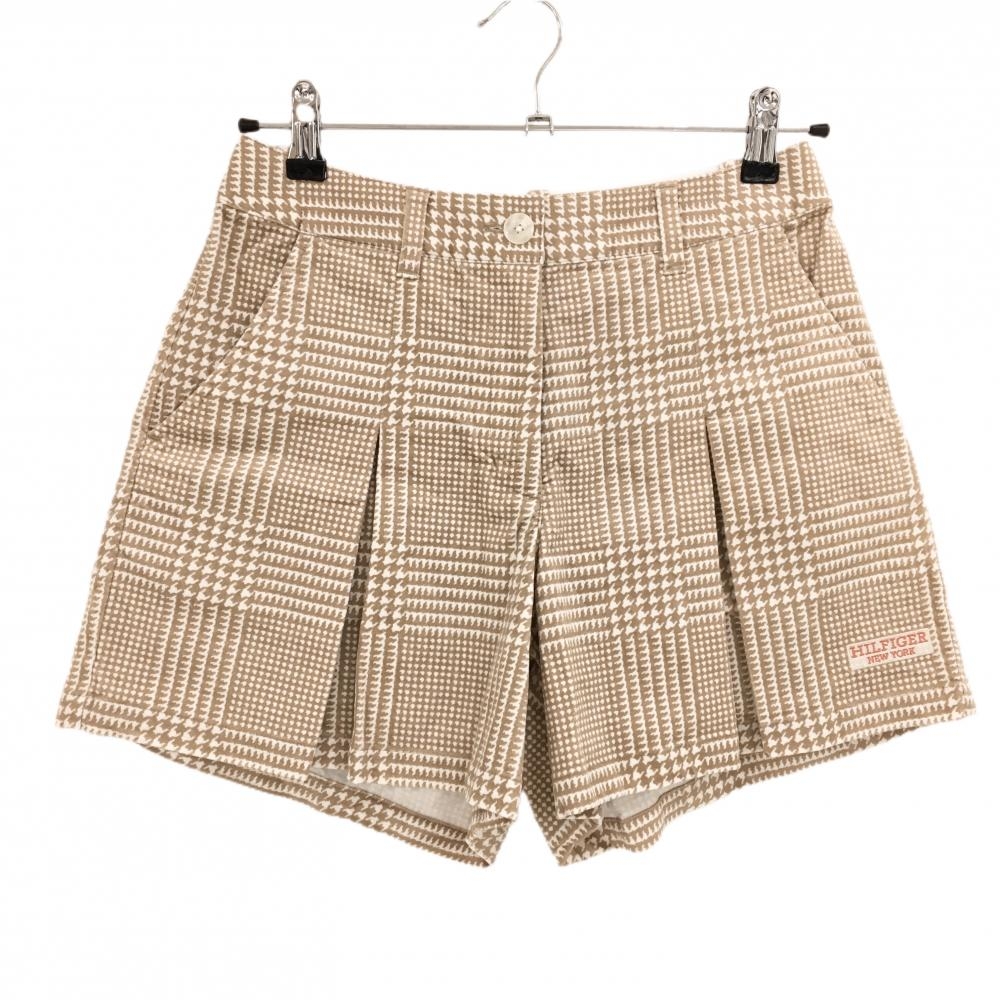【超美品】トミーヒルフィガー キュロットスカート ベージュ×白 総柄 表微起毛 レディース M ゴルフウェア Tommy Hilfiger Golf