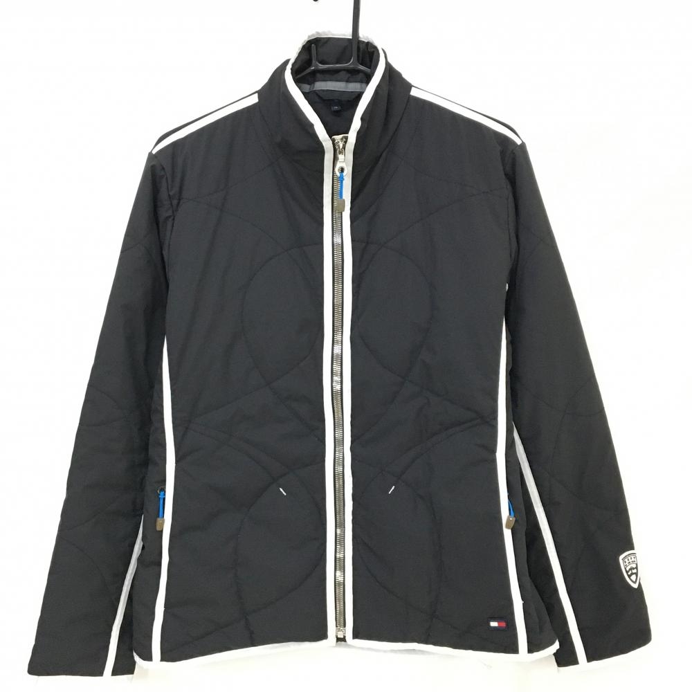 トミーヒルフィガー 中綿ジャケット 黒×白 裾ロゴ レディース XL ゴルフウェア Tommy Hilfiger Golf