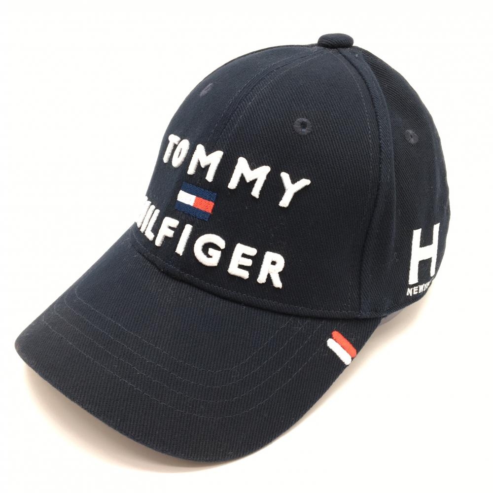 【美品】トミーヒルフィガー キャップ ネイビー×白 立体ロゴ刺しゅう   ゴルフウェア Tommy Hilfiger Golf