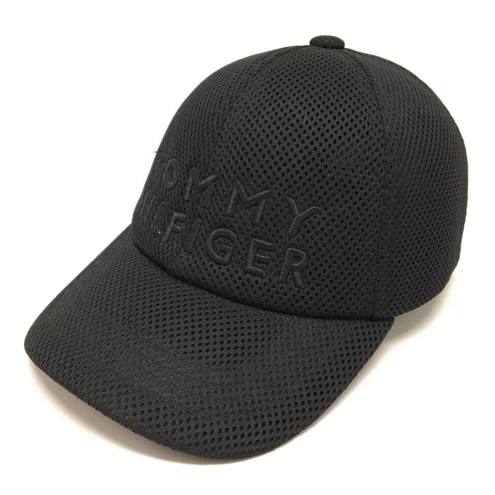 【美品】トミーヒルフィガー キャップ 黒 ロゴ刺しゅう メッシュ風 フリー   ゴルフウェア Tommy Hilfiger Golf