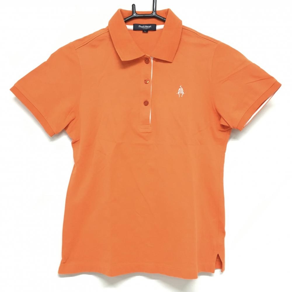 ポールスチュアート スポーツ 半袖ポロシャツ オレンジ 胸刺しゅう レディース L ゴルフウェア Paul Stuart SPORT