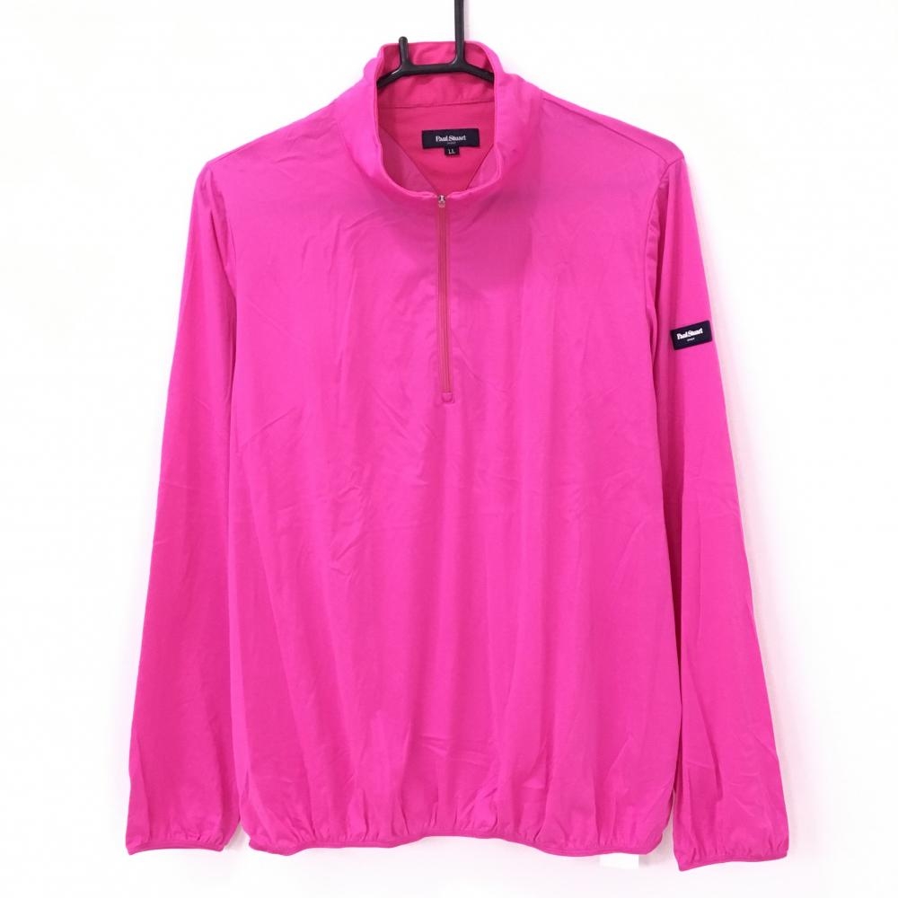 【超美品】ポールスチュアートスポーツ ジャケットブルゾン ピンク系 ハーフジップ 薄手  レディース LL ゴルフウェア Paul Stuart SPORT