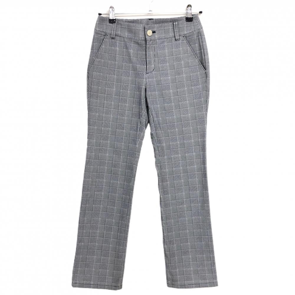 【美品】ポールスチュアートスポーツ パンツ 白×黒 グレンチェック 裏起毛 ストレッチ  レディース 7 ゴルフウェア Paul Stuart SPORT