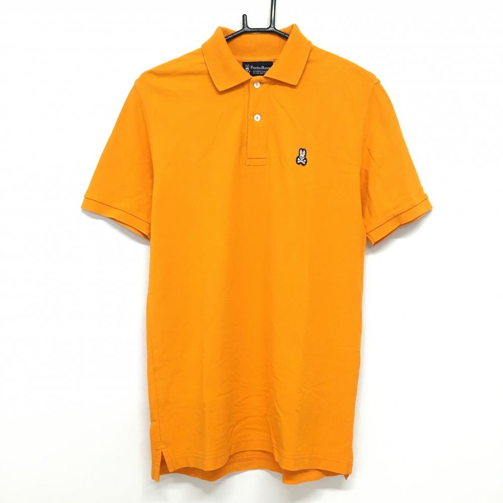 【超美品】サイコバニー 半袖ポロシャツ オレンジ スカルラビットワッペン メンズ 3 ゴルフウェア Psycho Bunny