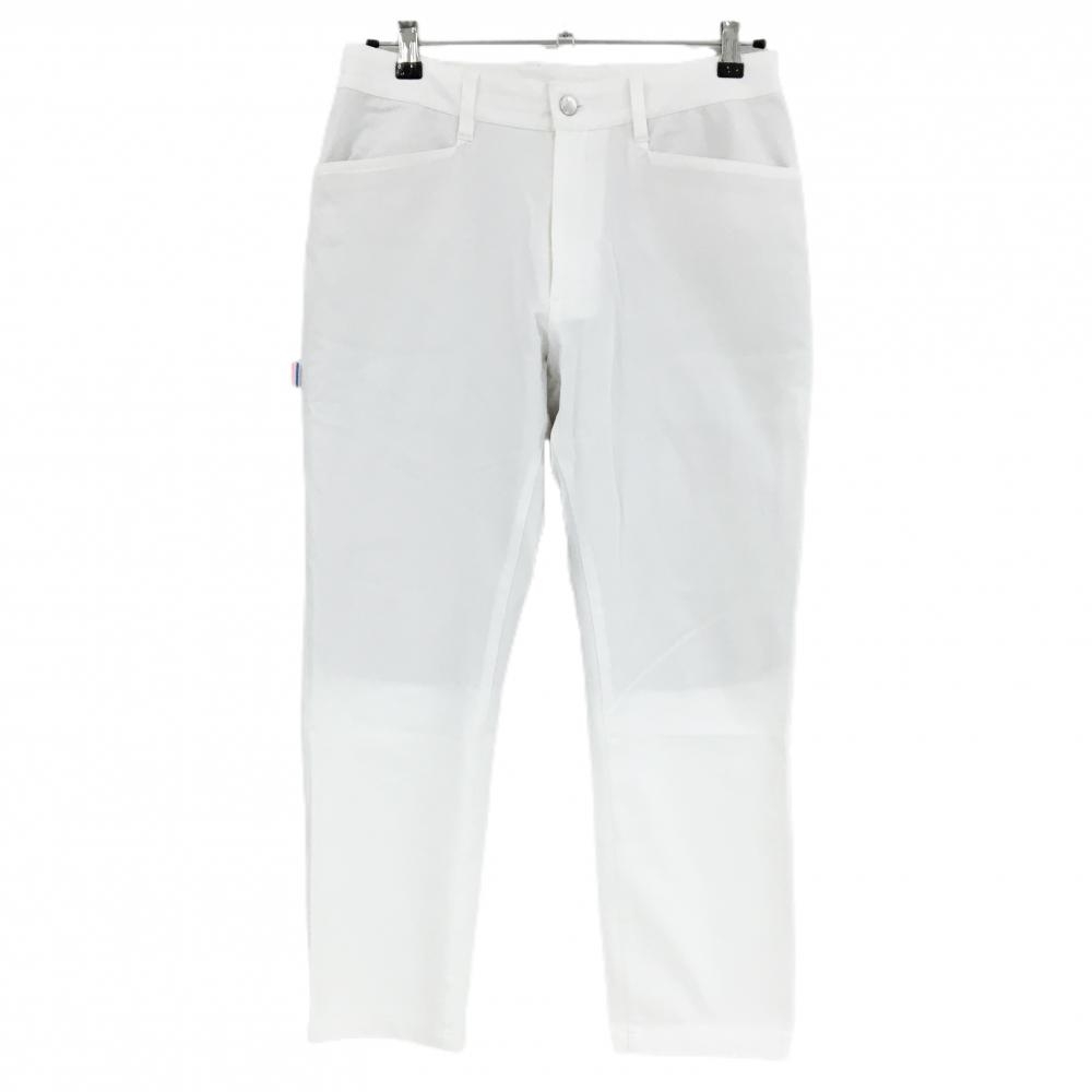 【美品】サイコバニー パンツ 白×ピンク コットン混 ストレッチ ロゴ刺しゅう メンズ M ゴルフウェア Psycho Bunny