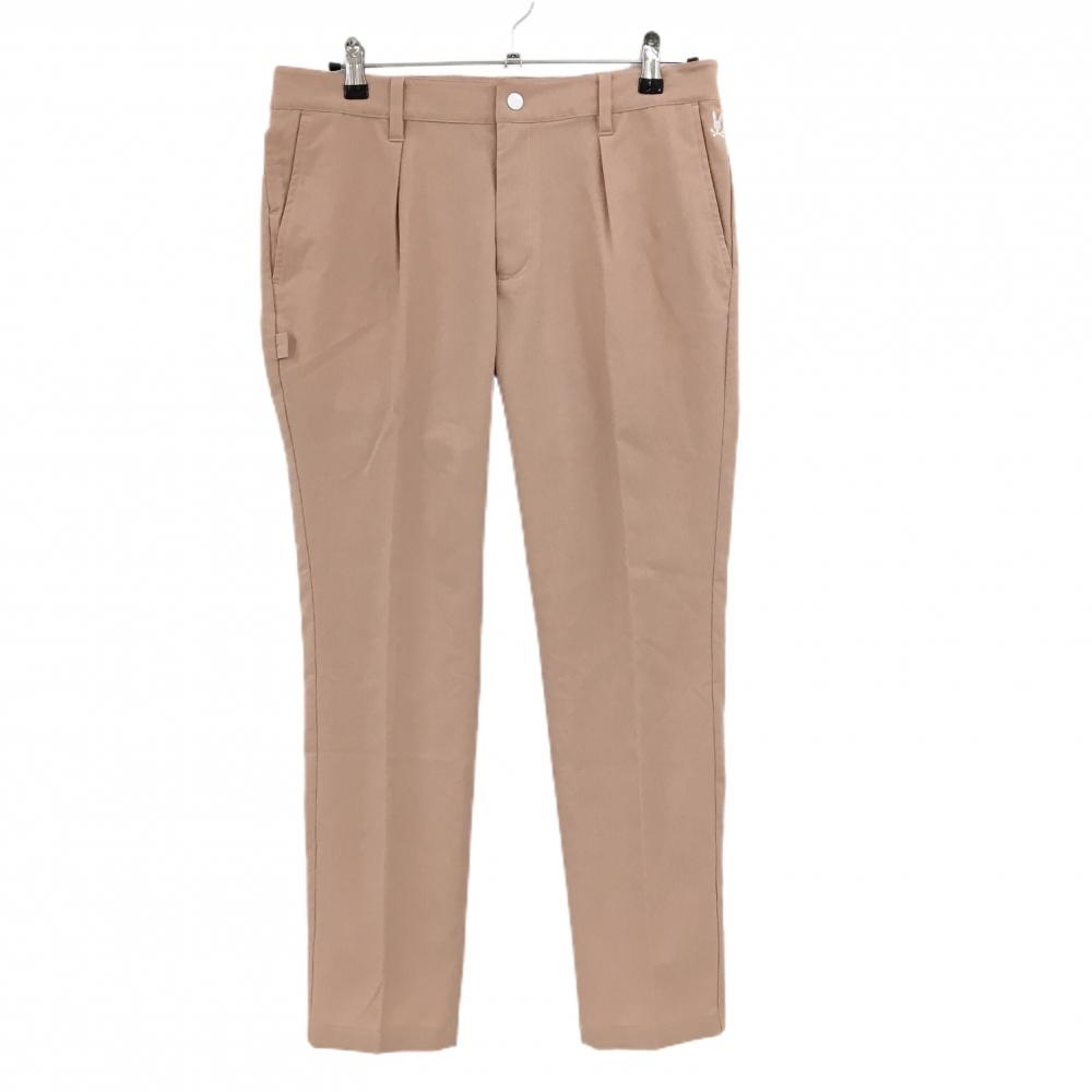 【超美品】サイコバニー パンツ ライトブラウン系 ストライプ地模様 ロゴ刺しゅう白 メンズ L ゴルフウェア Psycho Bunny