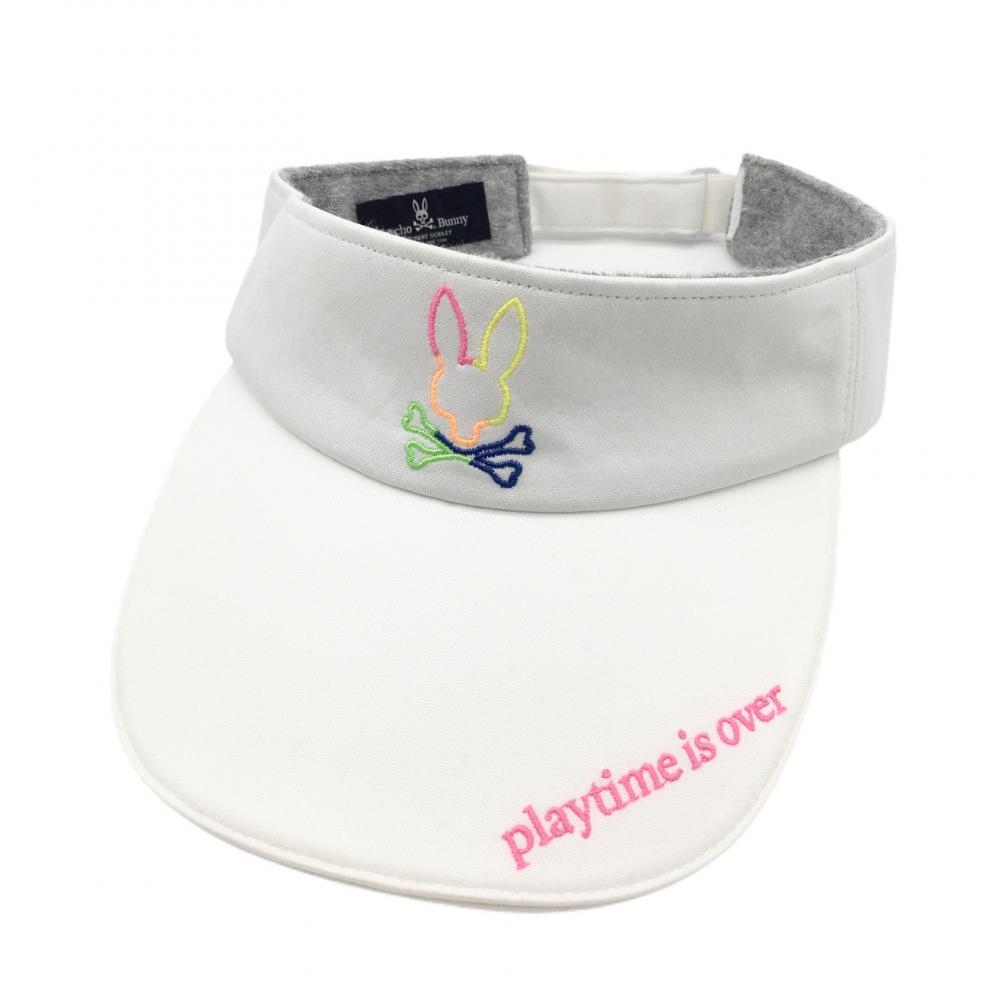 サイコバニー サンバイザー 白×ピンク ロゴ刺しゅう  ゴルフウェア Psycho Bunny 画像