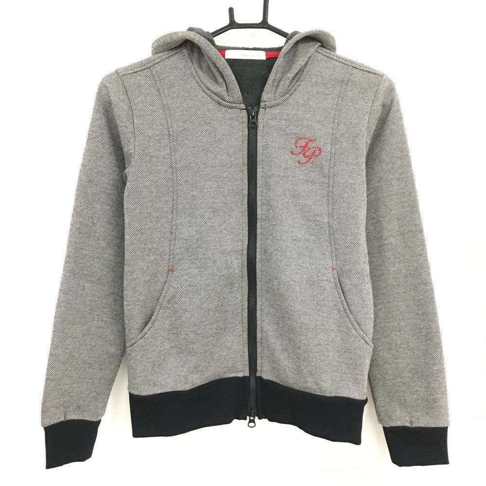 【超美品】フェアリーパウダー ジップパーカー 黒×白 裏起毛 ジャケット レディース 2(M) ゴルフウェア FAIRY POWDER