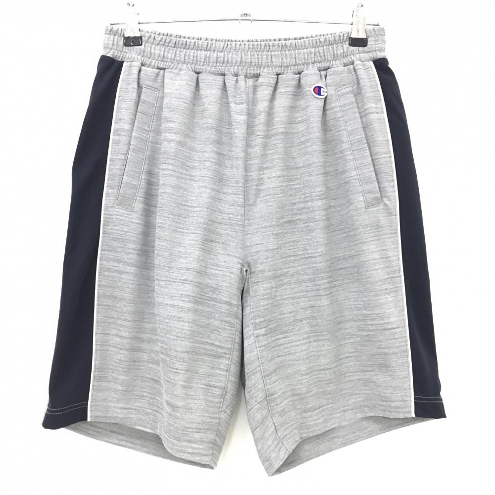 【超美品】チャンピオン ハーフパンツ 杢グレー×ネイビー ウエストゴム  メンズ L ゴルフウェア Champion