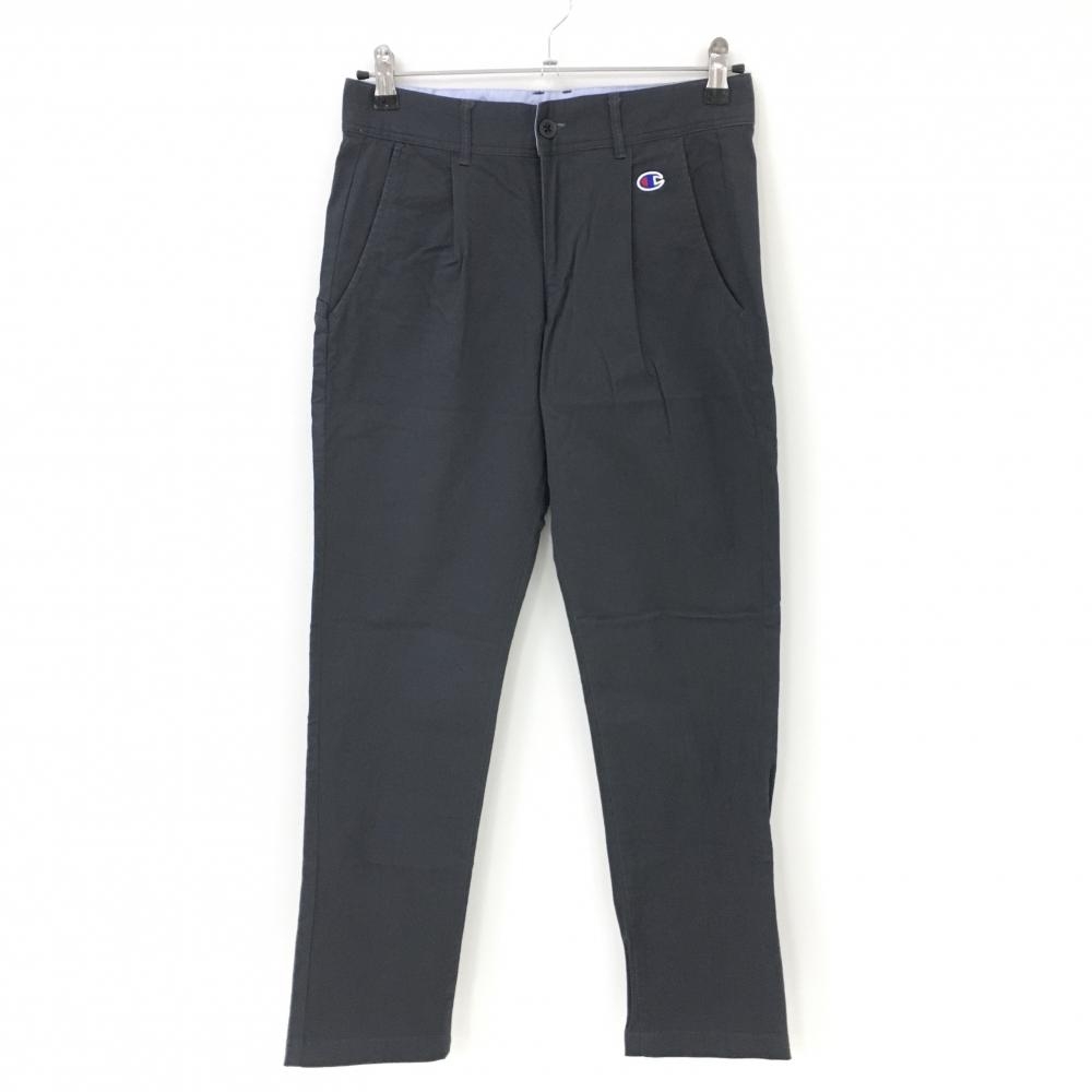 【美品】チャンピオン タックパンツ ダークグレー シンプル ロゴワッペン レディース MEDIUM ゴルフウェア Champion