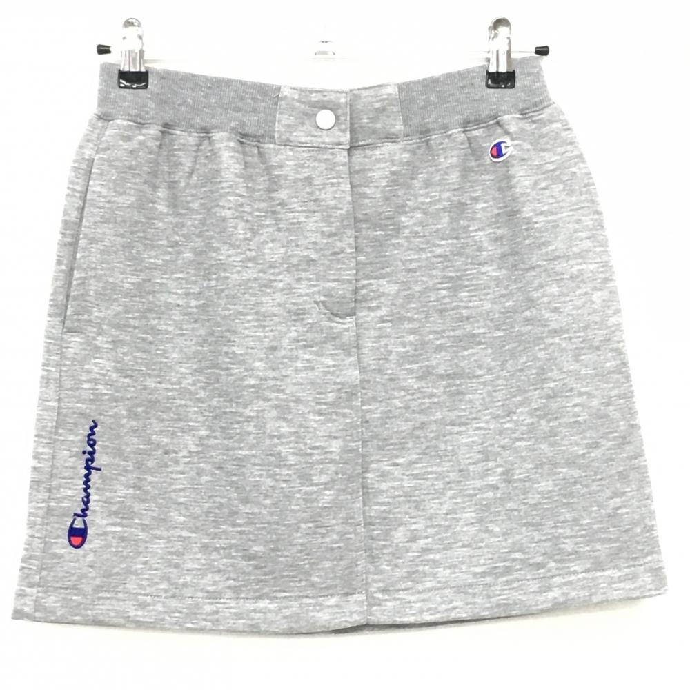 【美品】チャンピオン スカート グレー ロゴワッペン スウェット地 レディース LARGE ゴルフウェア Champion