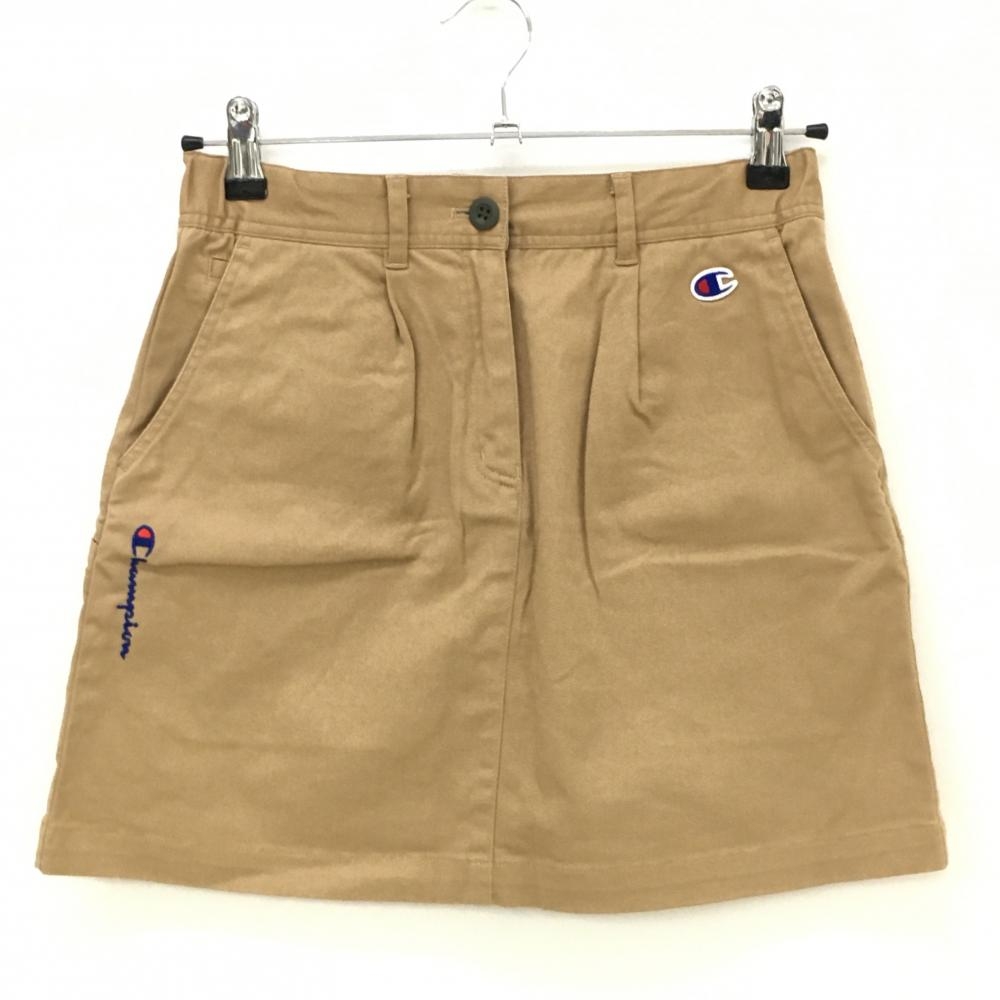 【美品】チャンピオン スカート ブラウン ロゴワッペン ストレッチ レディース MEDIUM ゴルフウェア Champion