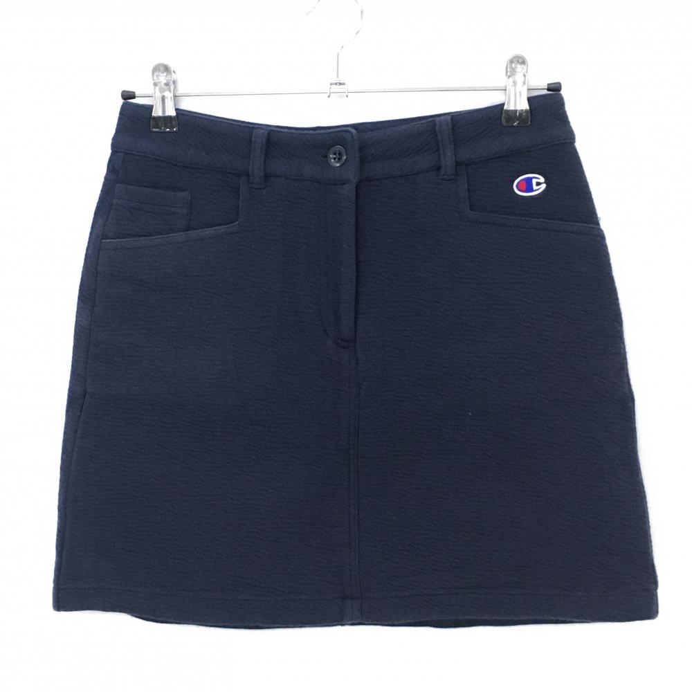 チャンピオン スカート ネイビー サッカー生地 ロゴワッペン レディース MEDIUM ゴルフウェア Champion
