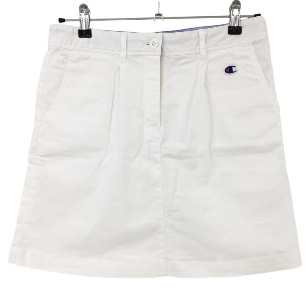 【美品】チャンピオン スカート 白 ロゴワッペン USAプリント レディース LARGE ゴルフウェア Champion