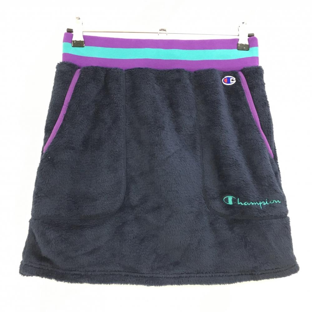 【超美品】チャンピオン ボアスカート ネイビー×パープル ウエストゴム＆調節紐 レディース LARGE ゴルフウェア Champion