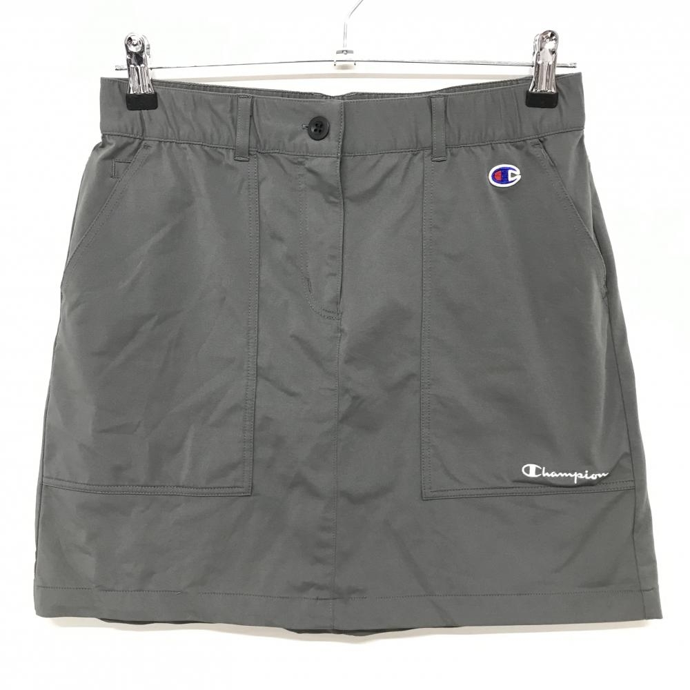 チャンピオン スカート グレー ストレッチ ウエストゴム＆調節紐 レディース LARGE ゴルフウェア Champion
