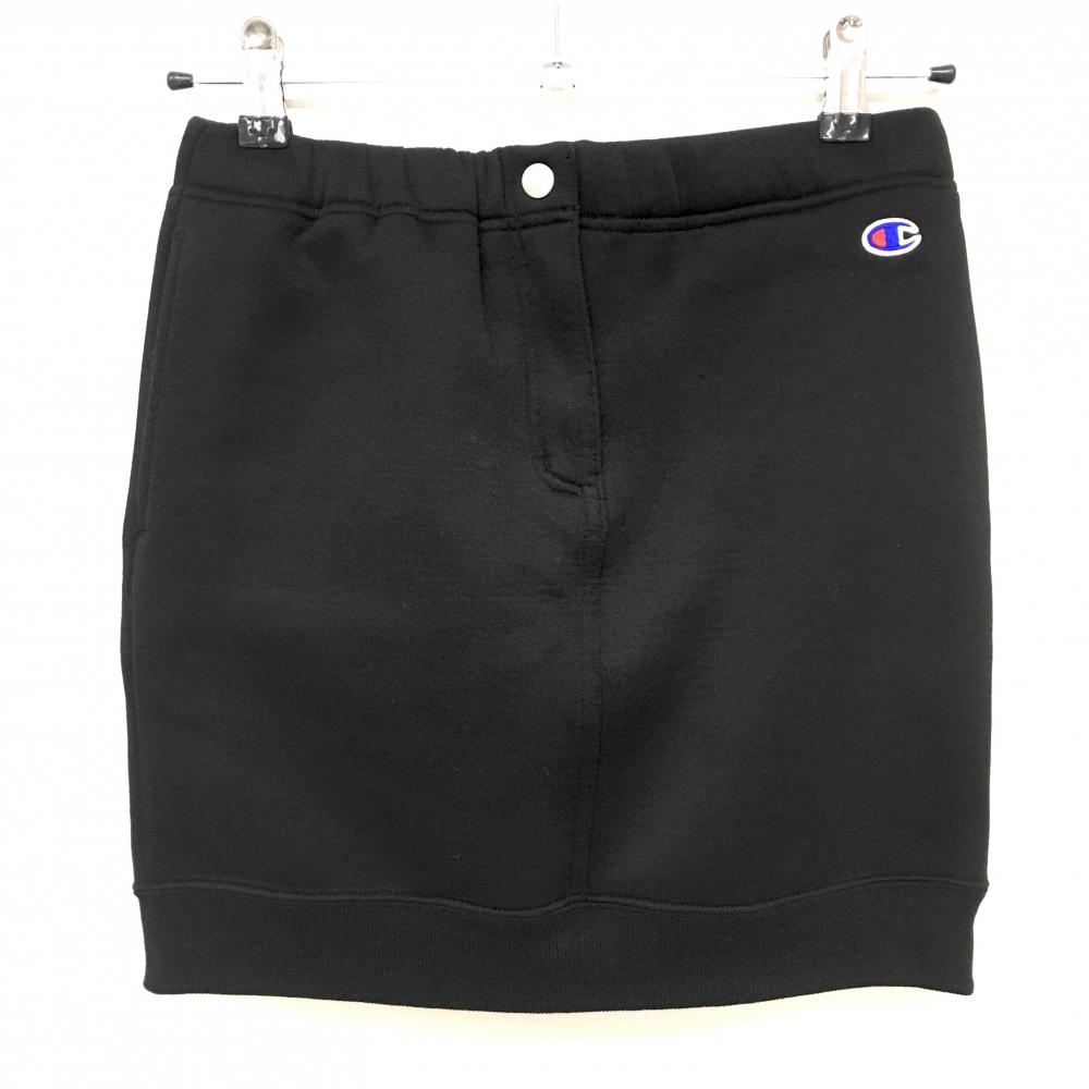 【超美品】チャンピオン スカート 黒 ダンボールニット ストレッチ ウエストゴム  レディース SMALL ゴルフウェア Champion