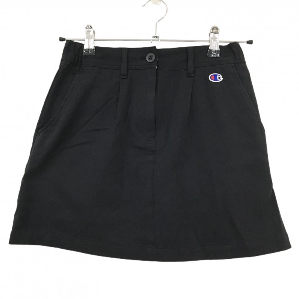 【超美品】チャンピオン スカート 黒 ストレッチ ロゴ刺しゅう　 レディース SMALL ゴルフウェア Champion