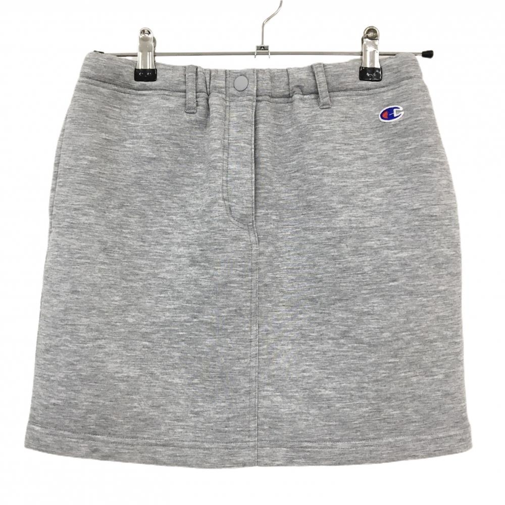 【超美品】チャンピオン スカート 杢グレー ダンボールニット ストレッチ スナップボタン レディース MEDIUM ゴルフウェア Champion