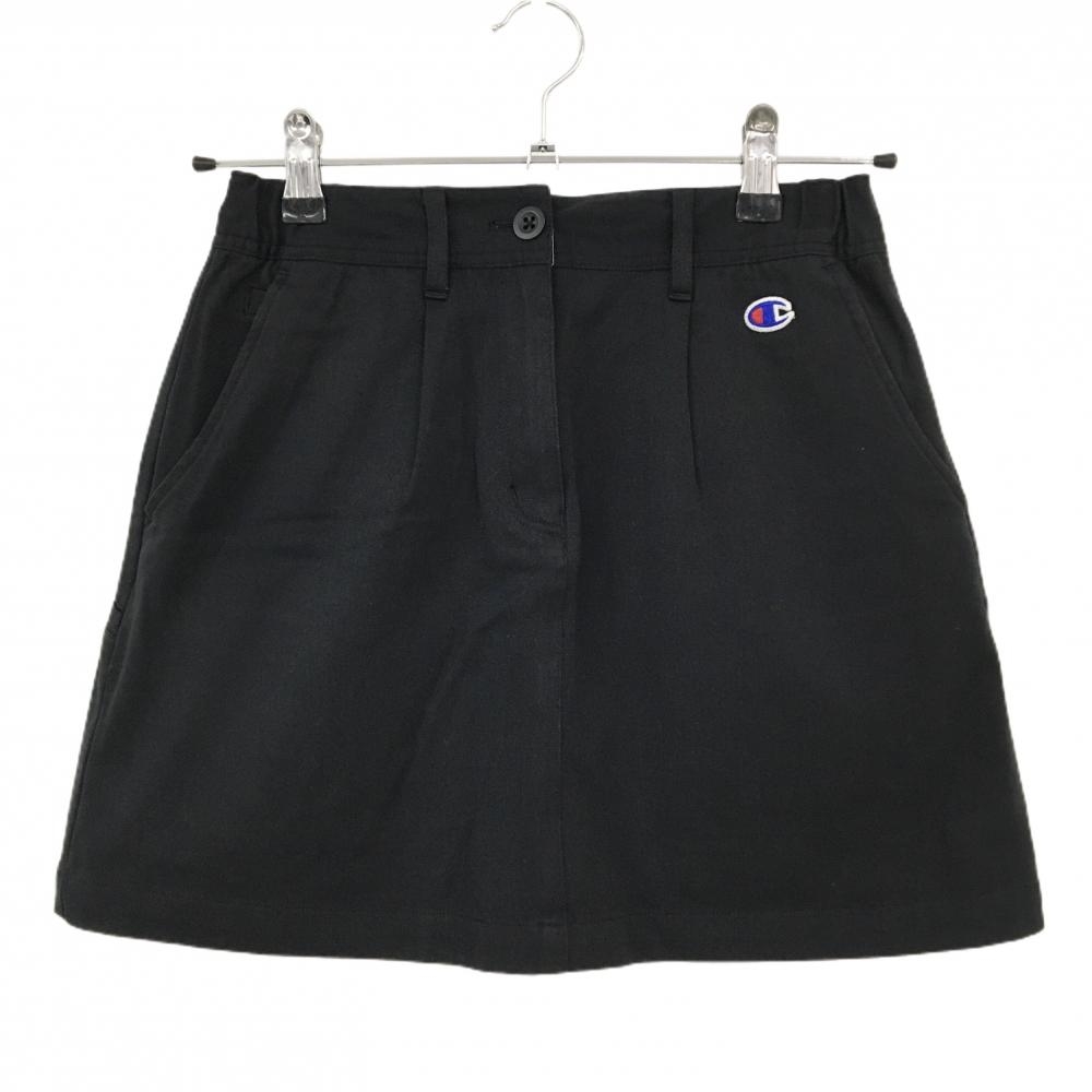 【美品】チャンピオン スカート 黒 ストレッチ ウエスト一部ゴム  レディース SMALL ゴルフウェア Champion