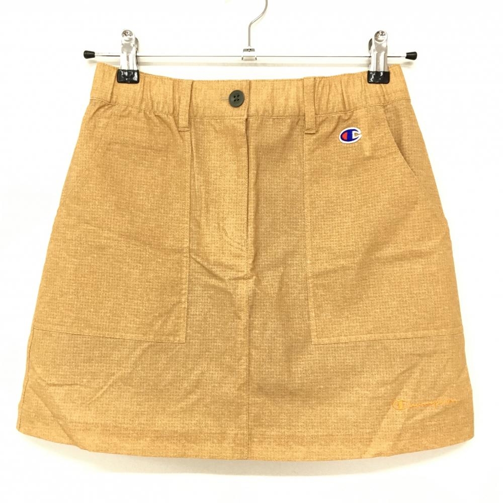 【超美品】チャンピオン スカート ブラウン 格子調織生地 ロゴワッペン 内側インナーパンツ レディース SMALL ゴルフウェア Champion