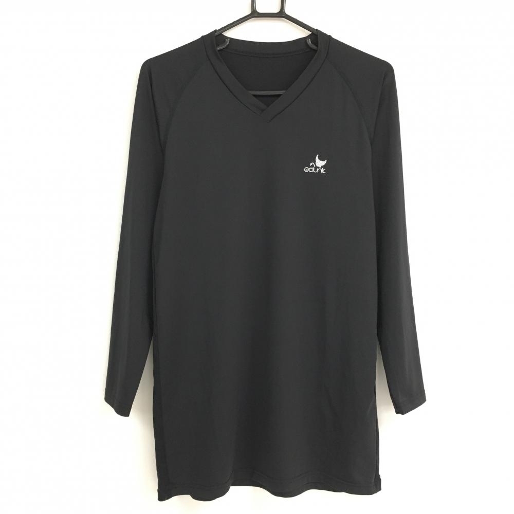 【超美品】クランク インナーシャツ 黒 サイドメッシュ Vネック ロゴプリント メンズ O(Ｌ) ゴルフウェア CLUNK 画像