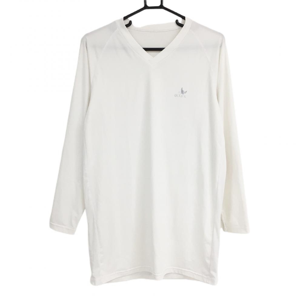 【美品】クランク インナーシャツ 白 サイドメッシュ Vネック ロゴプリント メンズ O(Ｌ) ゴルフウェア CLUNK 画像