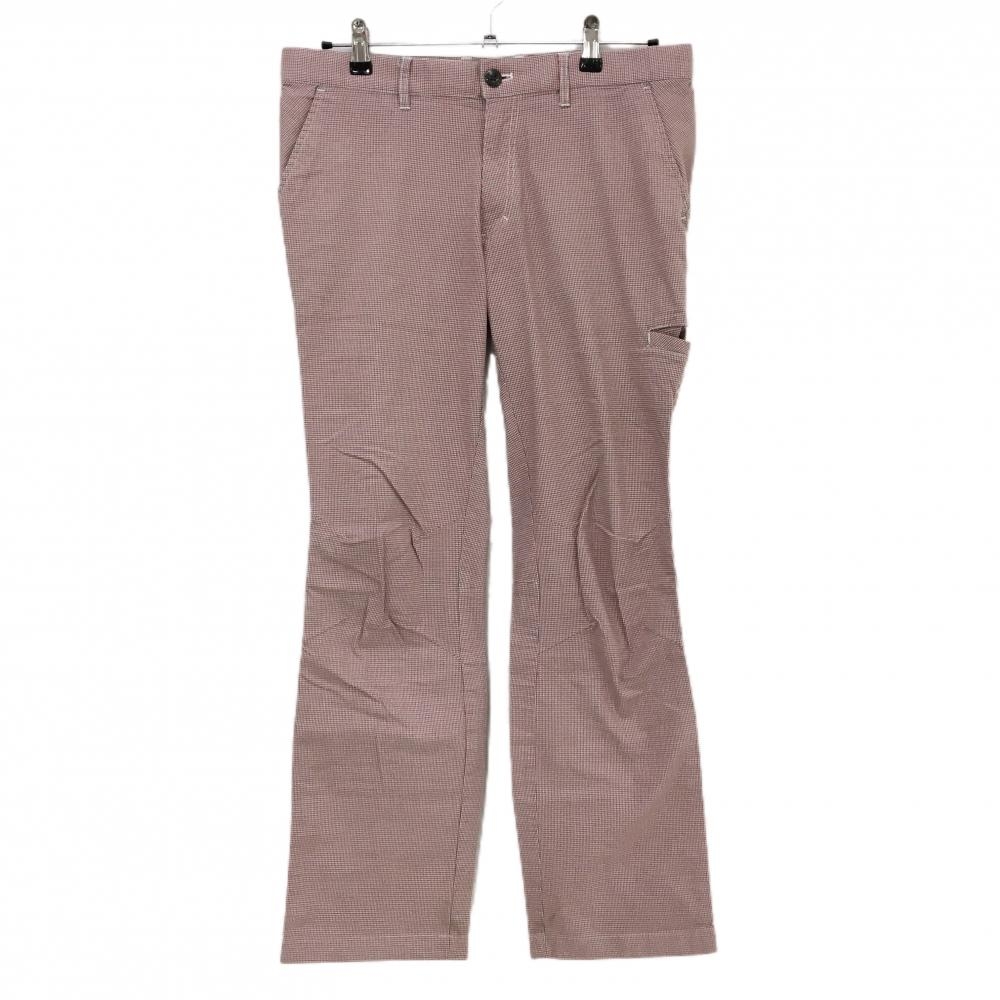 クランク パンツ レッド×グレー 千鳥格子 ストレッチ ティー装着可  メンズ L ゴルフウェア CLUNK