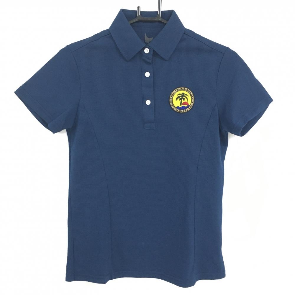 【美品】クランク 半袖ポロシャツ ネイビー 織生地 レディース M ゴルフウェア CLUNK