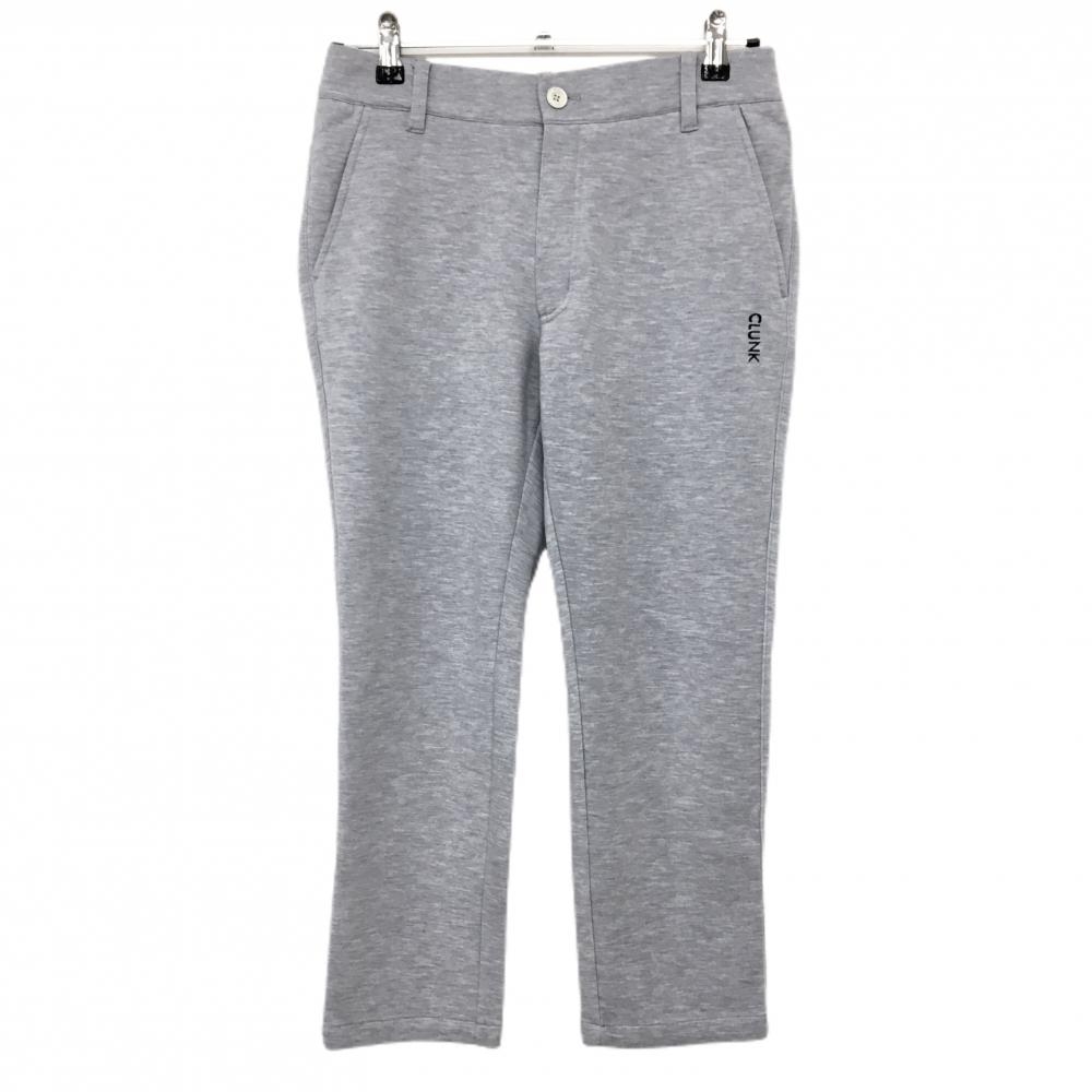 クランク 七分丈パンツ 杢グレー×ネイビー ロゴ刺しゅう ストレッチ レディース M ゴルフウェア CLUNK