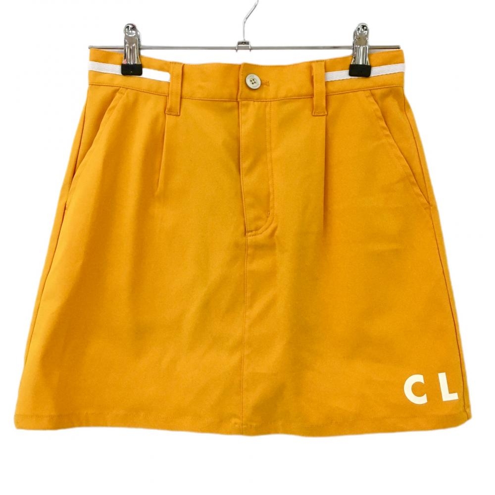 【新品】クランク スカート オレンジ×白 ストレッチ ウエストライン レディース L ゴルフウェア CLUNK