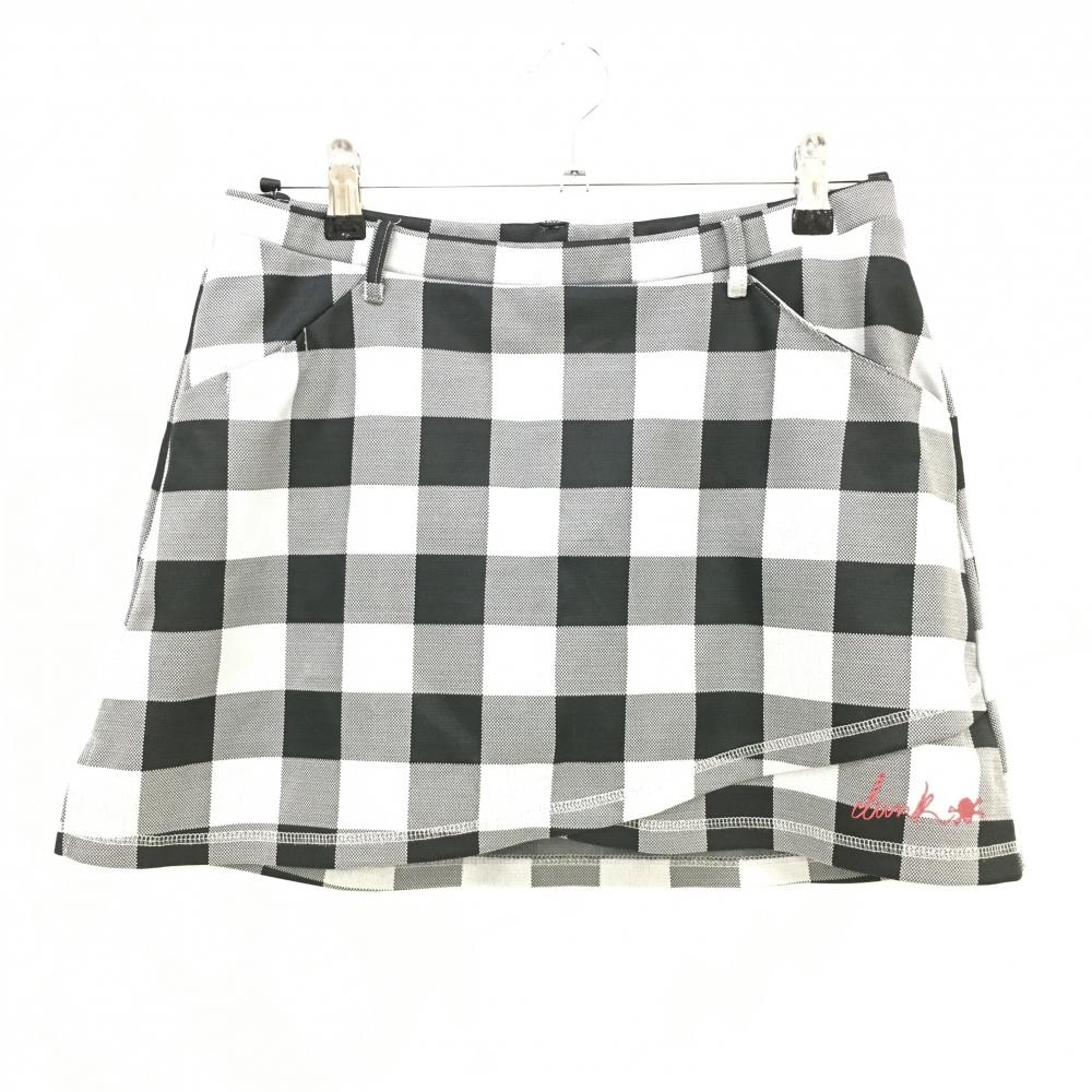 【超美品】クランク スカート グレー×黒 チェック 内側インナーパンツ レディース L ゴルフウェア CLUNK
