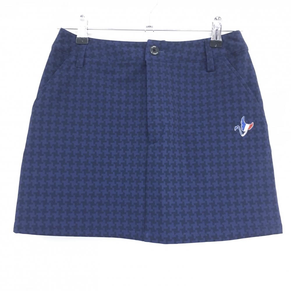 【超美品】クランク スカート ネイビー 総柄 裏微起毛 レディース S ゴルフウェア CLUNK