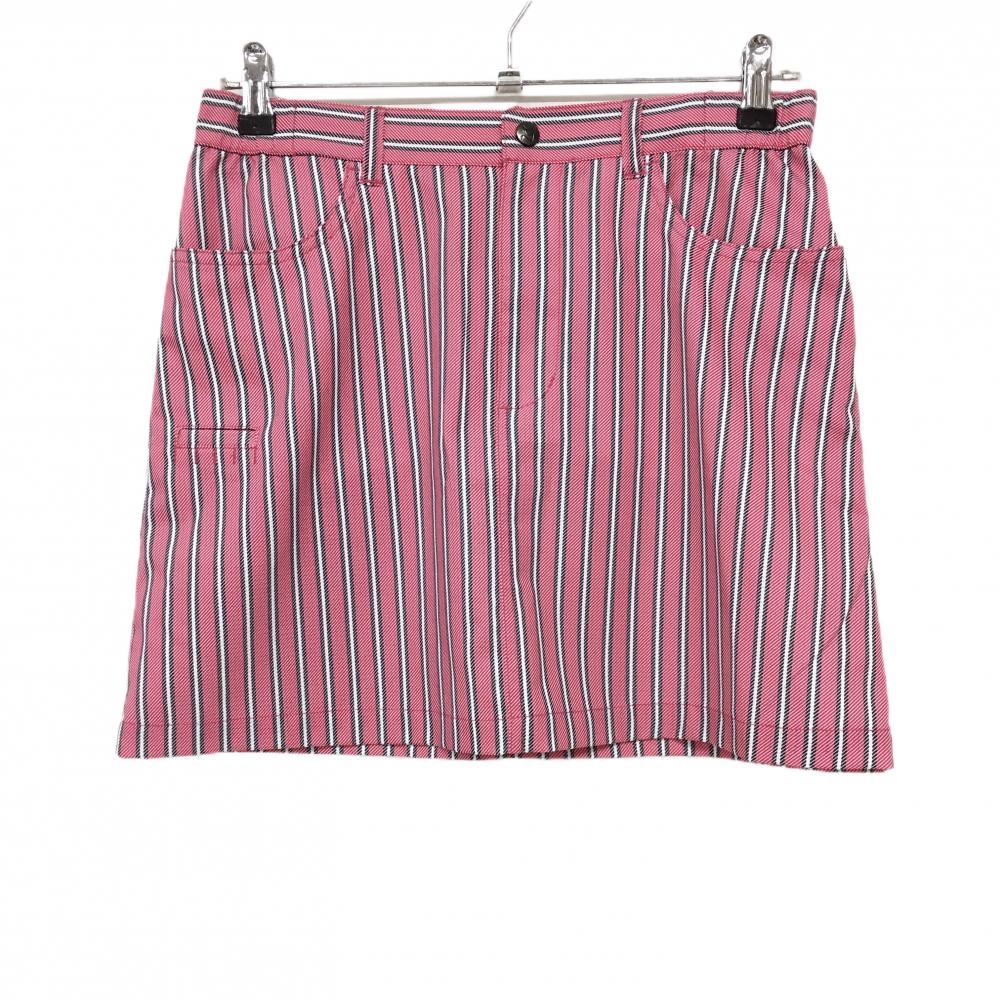 【超美品】クランク スカート ピンク×白 ストライプ ティー装着可 レディース M ゴルフウェア CLUNK