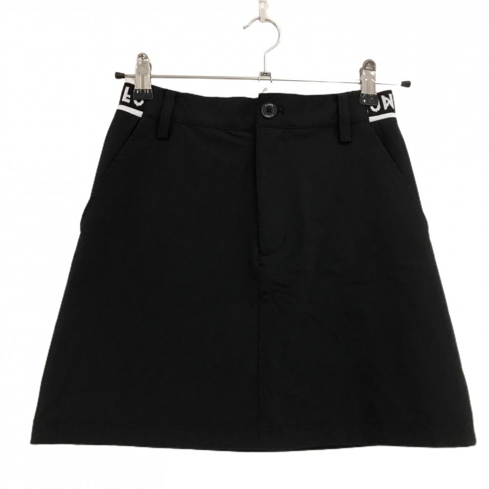 【美品】クランク スカート 黒×白 ウエスト一部ゴム ウエストロゴ メッシュ裏地 ストレッチ レディース S ゴルフウェア CLUNK