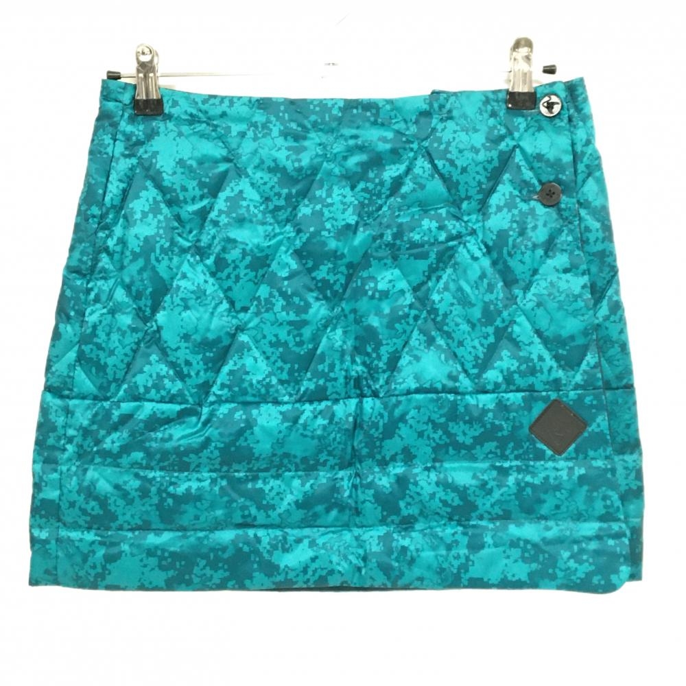 【超美品】クランク リバーシブルダウンスカート ブルーグリーン×ダークグリーン カモフラ調 迷彩   レディース S ゴルフウェア CLUNK