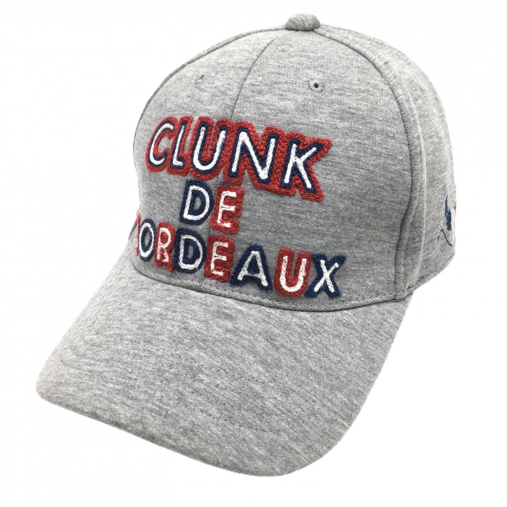 【新品】クランク キャップ グレー×レッド ロゴ刺しゅう  FREE   ゴルフウェア CLUNK