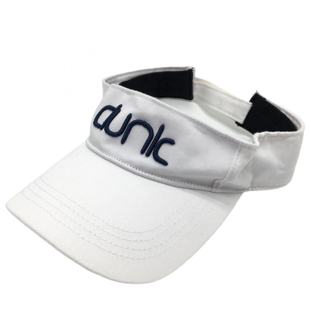【美品】クランク サンバイザー 白×ネイビー 立体ロゴ刺しゅう FREE ゴルフウェア CLUNK