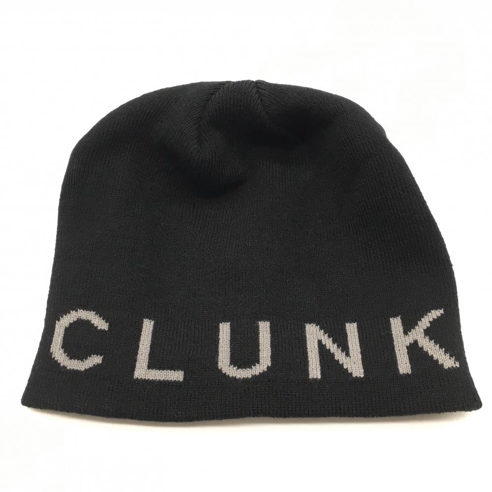 【新品】クランク ニット帽 黒×グレー ロゴ ゴルフウェア CLUNK 画像